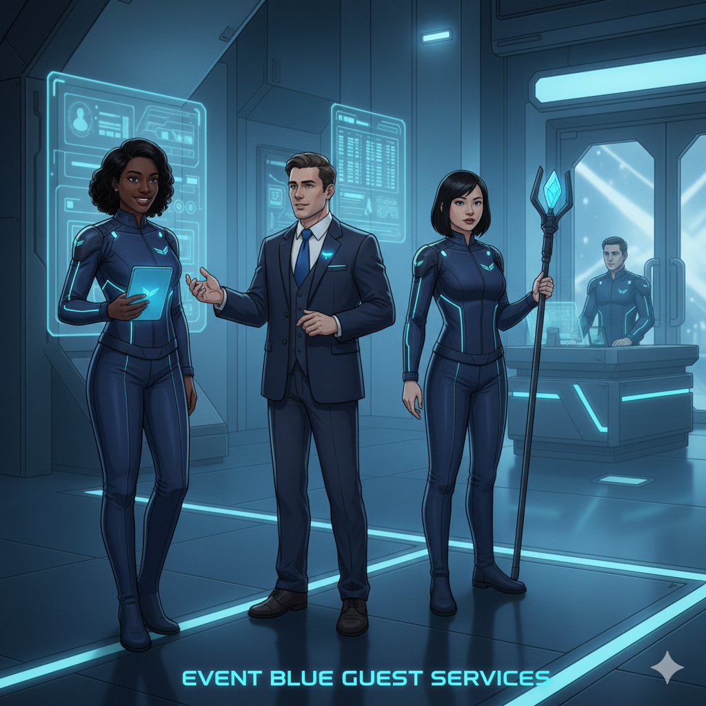 Professional ushers managing guest services at a London conference